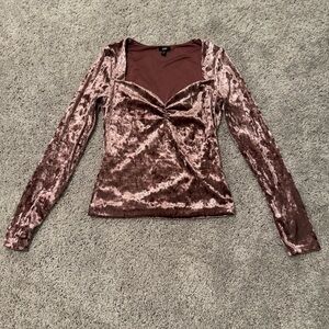 Express Velvet Long Sleeve Blouse in Mauve